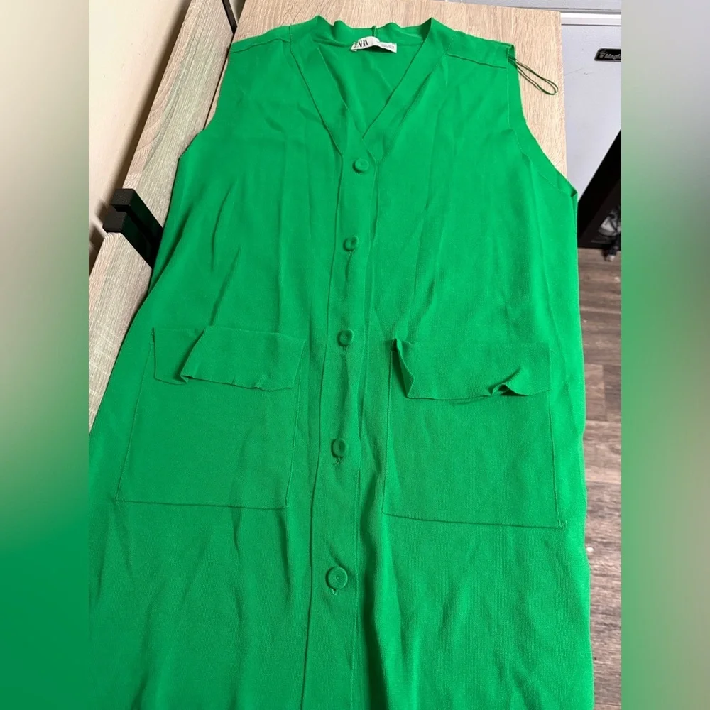 Zara Bright Green Button-Down Mini Dress - Picture 4 of 4